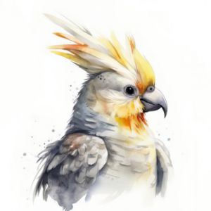 Cockatiel Bird Portrait Watercolor - Frank095