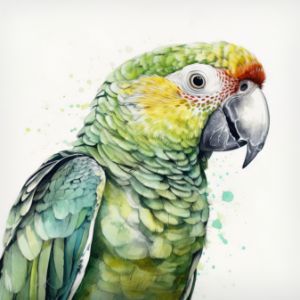 Amazon Parrot Bird Watercolor - Frank095