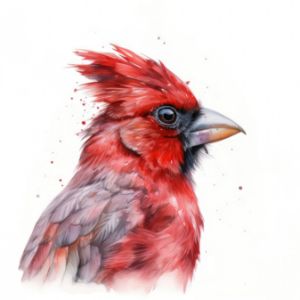 Red Cardinal Bird Portrait - Frank095