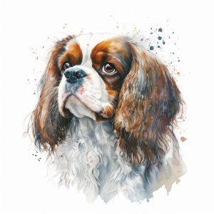 Cavalier King Dog Watercoloe - Frank095
