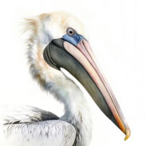 Three Australian Pelicans Framed Watercolor Wildlife Giclée Wall Art Print in Black, White & Blue 16.5