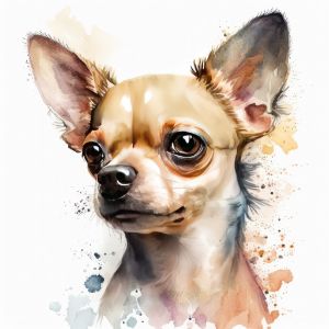 Chihuahua Dog Portrait Watercolor - Frank095