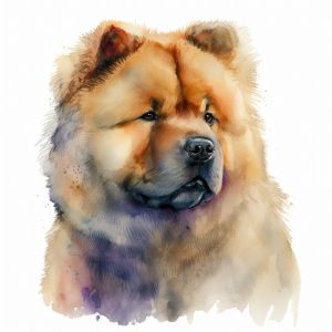 Chow Chow Dog Portrait Watercolor - Frank095