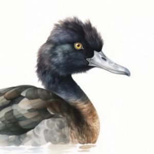 Tufted Duck Bird Portrait Watercolor - Frank095