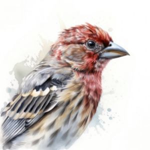 House Finch Bird Portrait Watercolor - Frank095