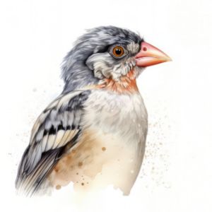 Java Rice Finch Bird Watercolor - Frank095