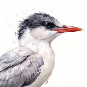 Tern Bird Portrait Watercolor Paint - Frank095