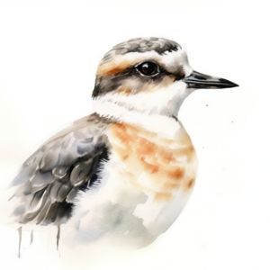 Plover Bird Portrait Watercolor - Frank095