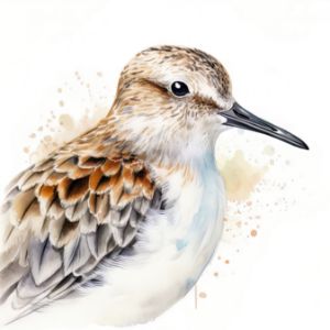 Sandpiper Bird Portrait Watercolor - Frank095