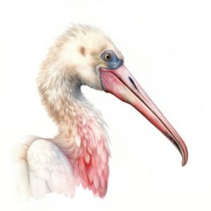 Spoonbill Bird Portrait Watercolor - Frank095