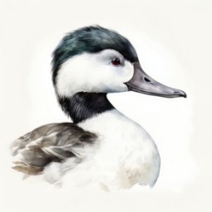 Bufflehead Bird Portrait Watercolor - Frank095
