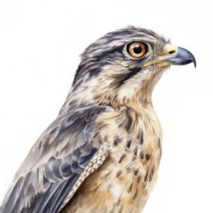 Merlin Bird Portrait Watercolor - Frank095