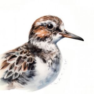 Turnstone Bird Portrait Watercolor - Frank095
