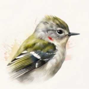 Kinglet Bird Portrait Watercolor - Frank095