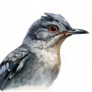 Catbird Bird Portrait Watercolor - Frank095