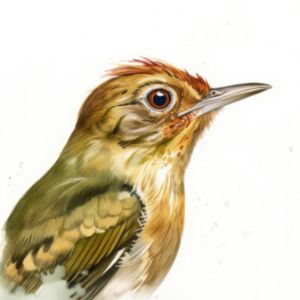 Ovenbird Bird Portrait Watercolor - Frank095