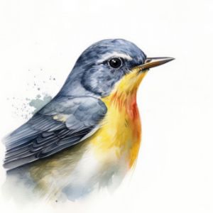 Parula Bird Portrait Watercolor - Frank095