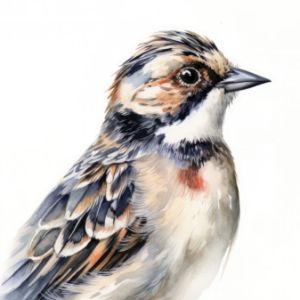 Longspur Bird Portrait Watercolor - Frank095