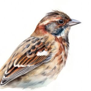 Rustic Bunting Bird Watercolor - Frank095