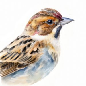 Little Bunting Bird Watercolor - Frank095