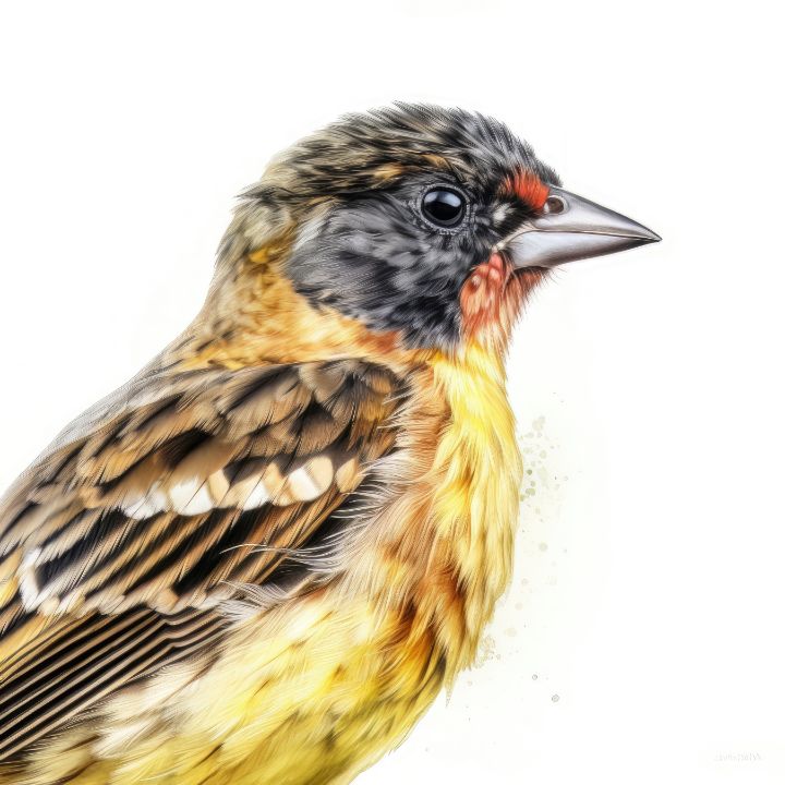 Black-Headed Bunting Bird Portrait - Frank095 - Digital Art