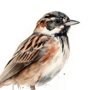 Japanese Reed Bunting Bird Portrait - Frank095