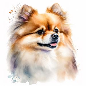 Pomeranian Dog Portrait Watercolor - Frank095
