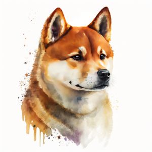 Shiba Inu Dog Portrait Watercolor - Frank095