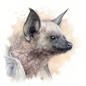 Bat Animal Portrait Watercolor - Frank095