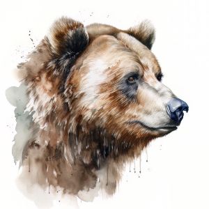 Bear Animal Portrait Watercolor - Frank095