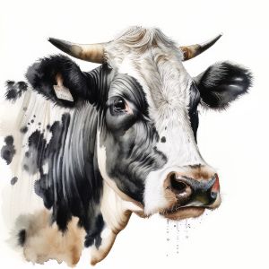 Cow Animal Portrait Watercolor - Frank095
