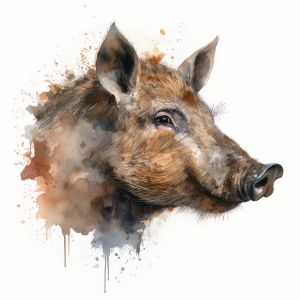 Boar Animal Portrait Watercolor - Frank095