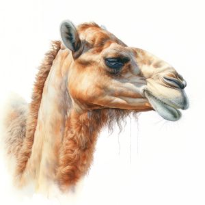 Camel Animal Portrait Watercolor - Frank095
