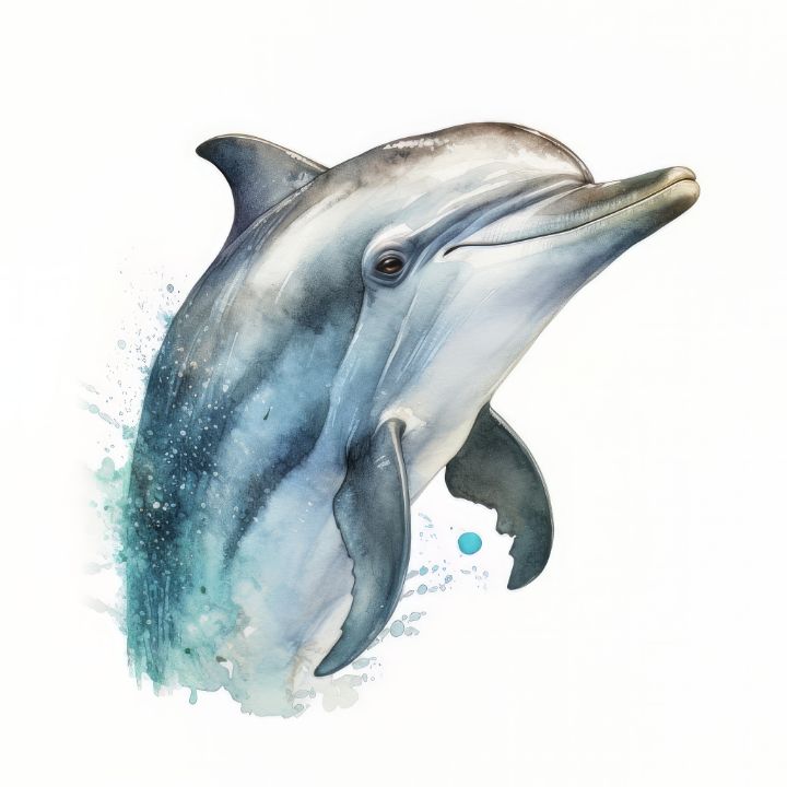 Dolphin Animal Portrait Watercolor Frank095 Digital Art AI