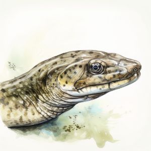 Eel Animal Portrait Watercolor - Frank095