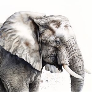 Elephant Animal Portrait Watercolor - Frank095