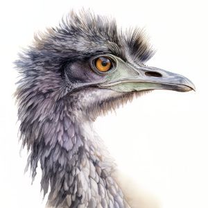 Emu Animal Portrait Watercolor - Frank095