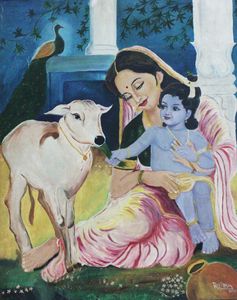 Oil Painting of Krishna