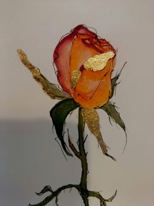 Watercolor gold rose