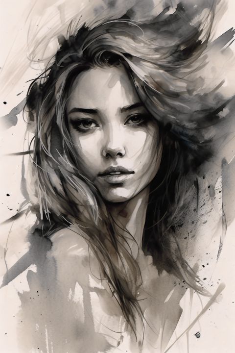 Wind Abstract Female Woman in the Wind - SteamboatJoe - Drawings & Illustration, People ...