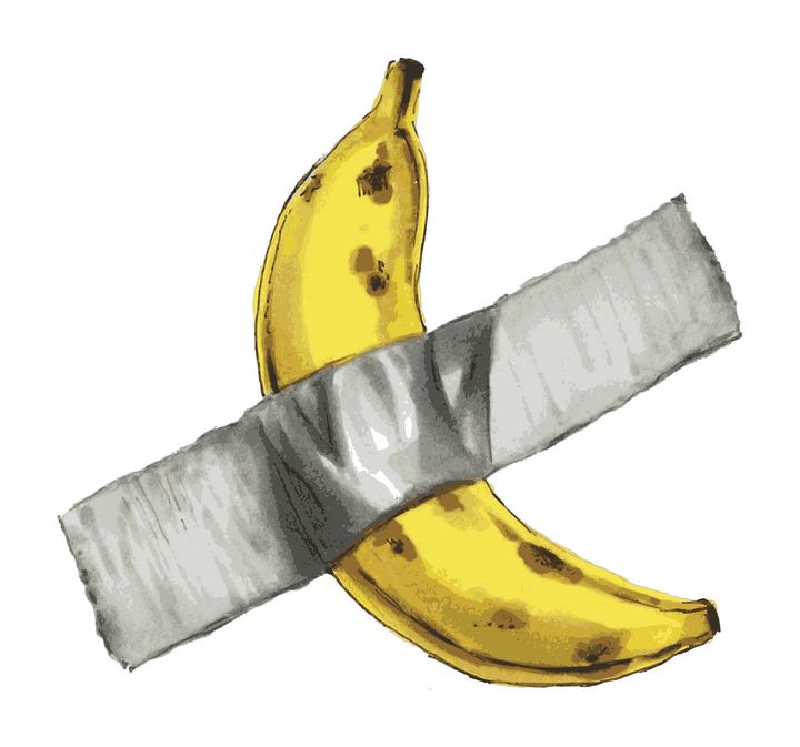 Banana duct-taped to the wall - Paula's Art