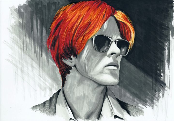 David Bowie ink portrait - Paula's Art