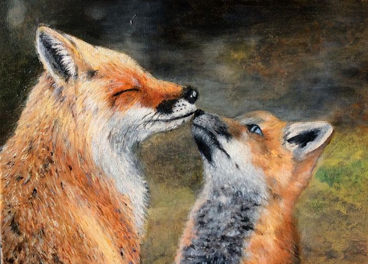 Completed MAMA FOX & HER CUBS Diamond Dot ART Painting - 13 x 10