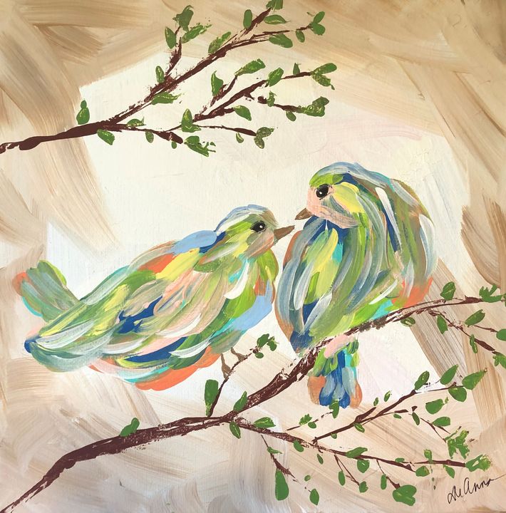 Colorful Couple - Paint the Sky - Paintings & Prints, Animals, Birds ...