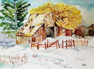 Winter's Embrace: the Weathered Barn
