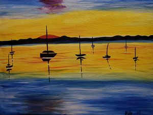 Sail Boat Harbor Sunset