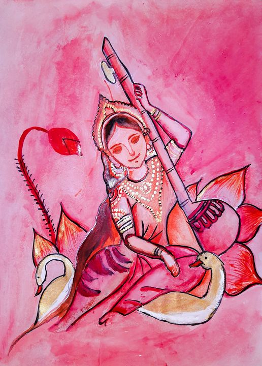 Poster Maa Saraswati Beautiful Sketch Photo Picture Series1 sl487 (Plastic  Large Wall Poster, 36x24 Inches, Multicolor) Fine Art Print - Religious  posters in India - Buy art, film, design, movie, music, nature