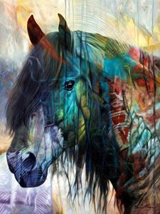 A running yellow horse - Anton's art from the heart - Paintings