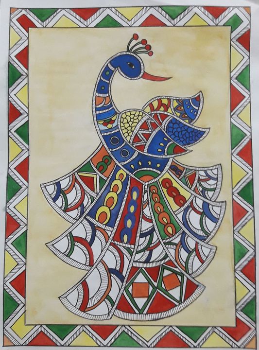 madhubani painting with poster colour