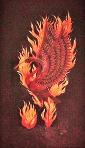 Phoenix in Flames - Fran's Art World an International ISO9001 Company